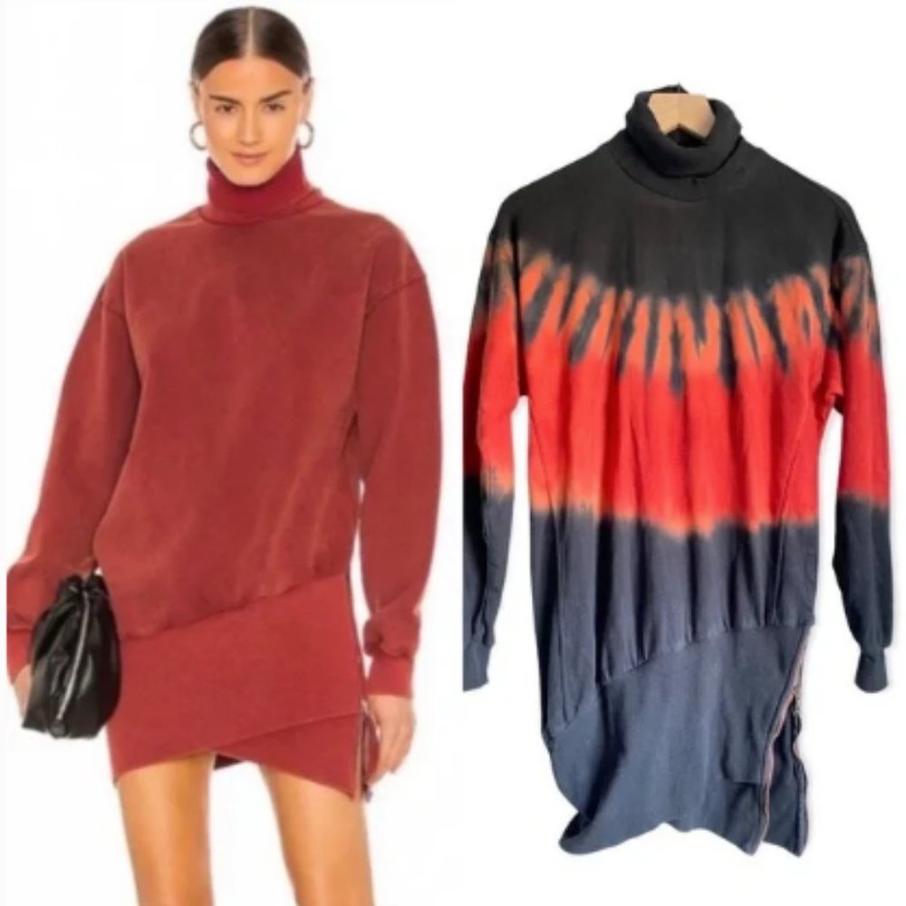 Young Fabulous & Broke Tie Dyed Asymmetrical Side Zip Tunic Mini Dress